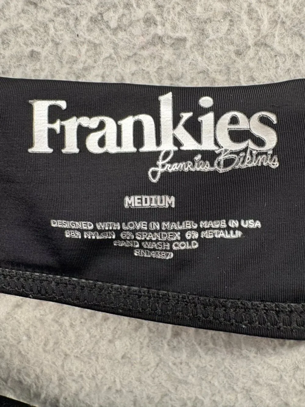 Frankies Bikinis Top Bandeau Tie Strap Bow Swim Top Black